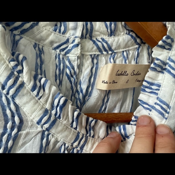 NWOT Anthropologie Blue and White Striped Isabella Sinclair Blouse Small - Picture 4 of 4